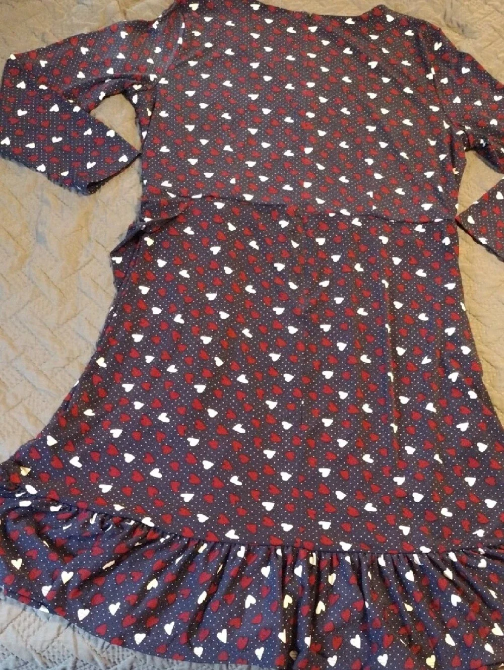 Talbots Navy Dress with Red and White Heart Print